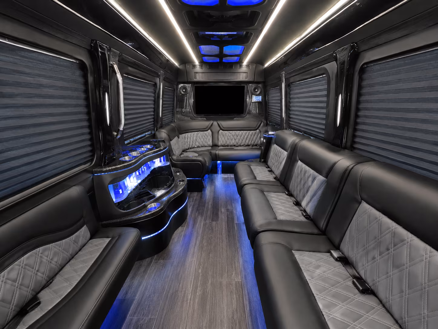 chapel hill 15 passenger party bus interior