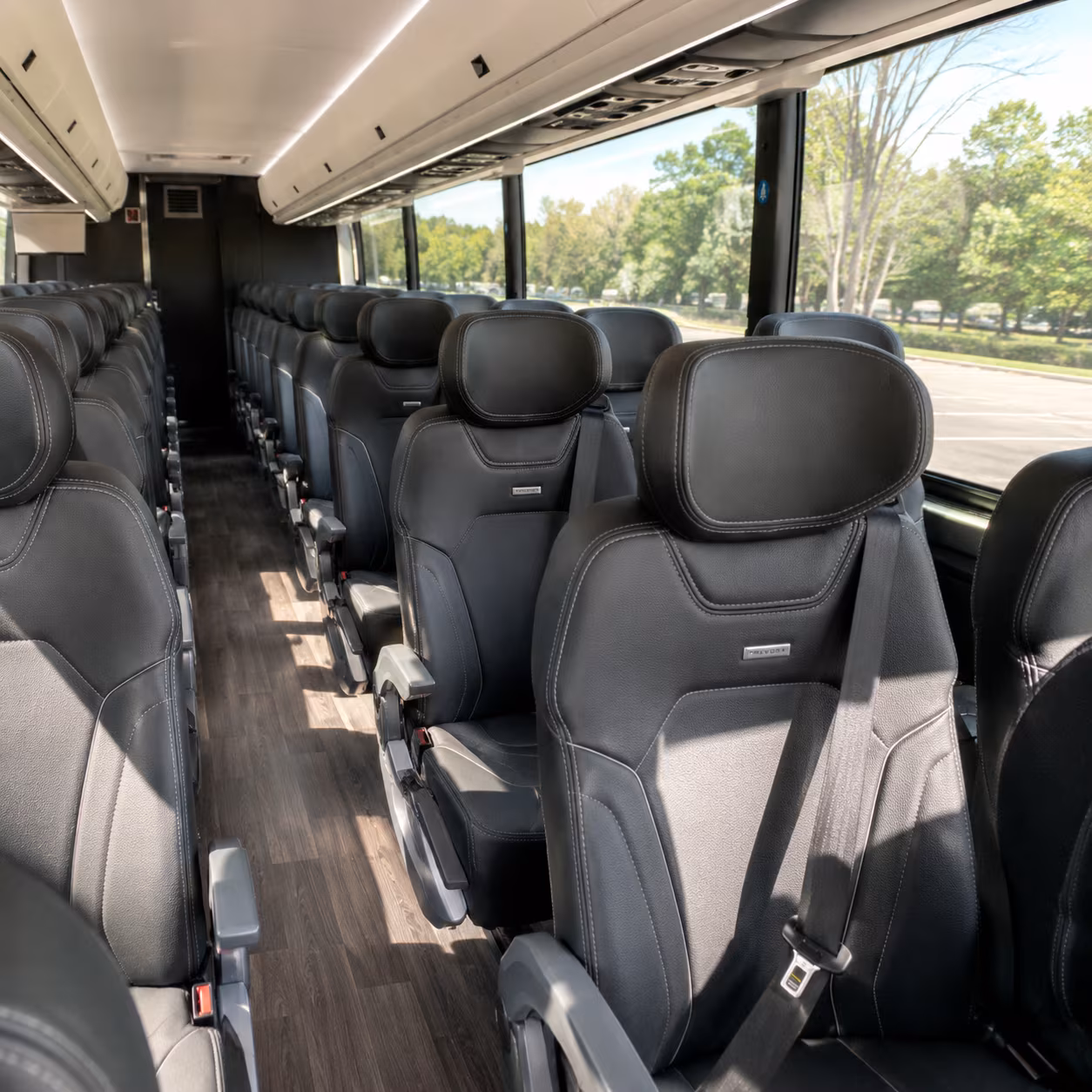 chapel hill charter bus rental interior